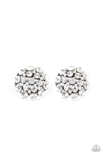 Hollywood Drama - white - Paparazzi earrings