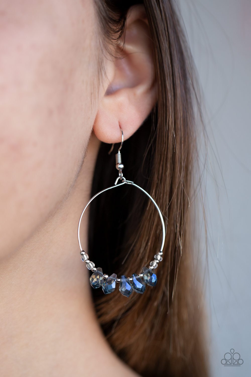 Holographic Hoops-blue-Paparazzi earrings