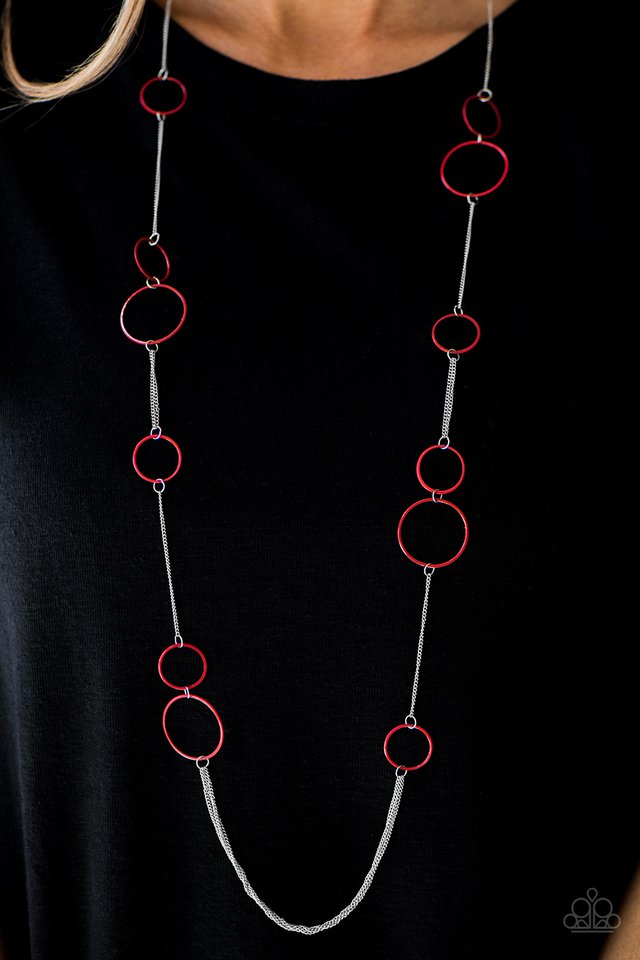 Hoop and Hoppin - Red - Paparazzi necklace
