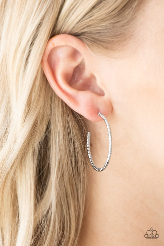 Hoop, Line and Sinker-silver-Paparazzi earrings
