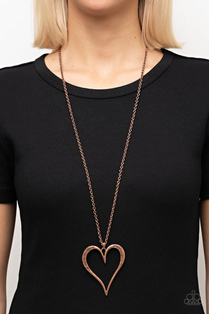 Hopelessly In Love - copper - Paparazzi necklace