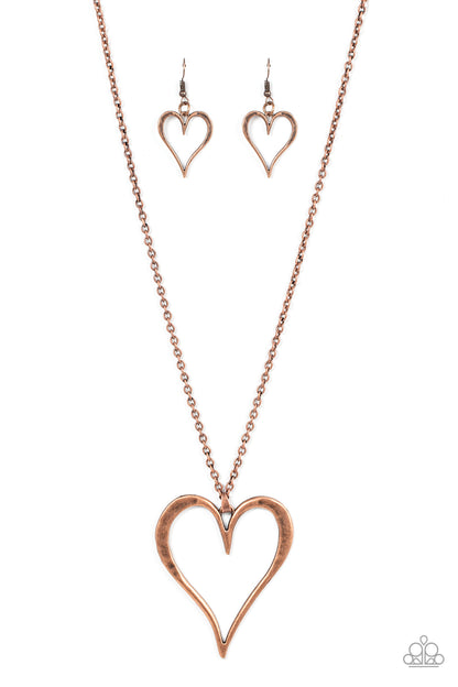 Hopelessly In Love - copper - Paparazzi necklace