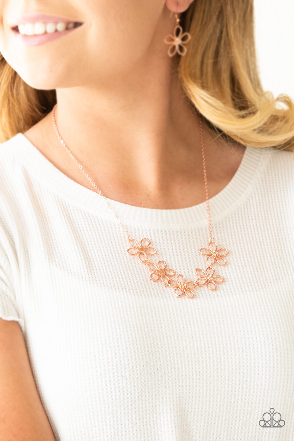 Hoppin Hibiscus-copper-Paparazzi necklace