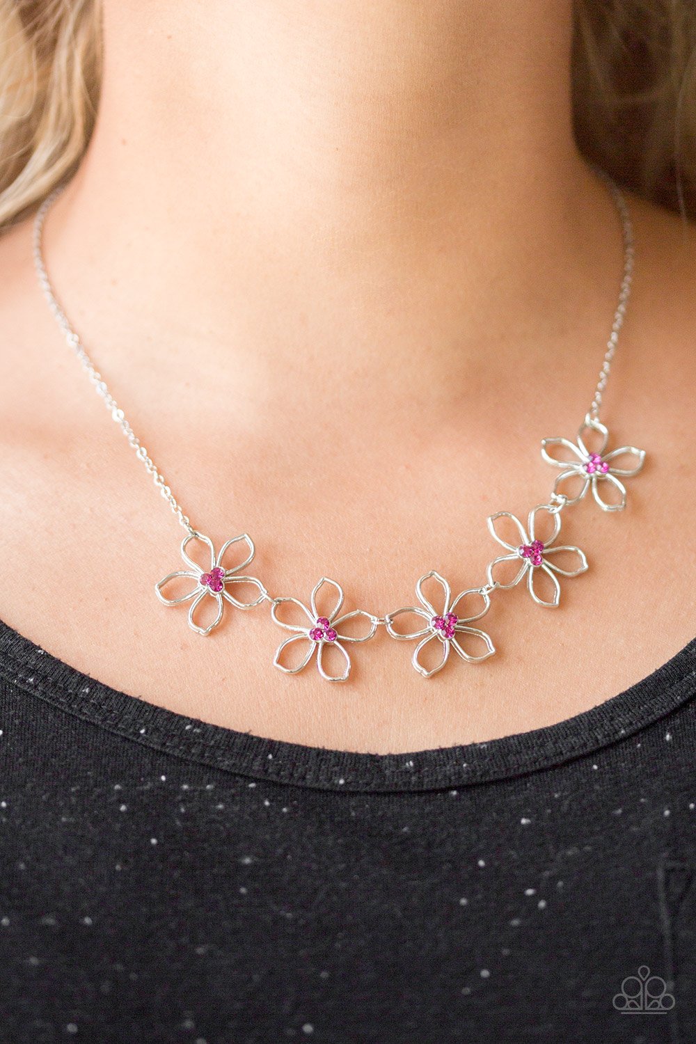 Hoppin Hibiscus-pink-Paparazzi necklace