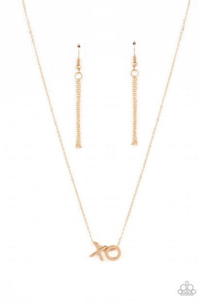 Hugs and Kisses - gold - Paparazzi necklace