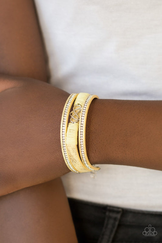 Hustlin Heart-yellow-Paparazzi bracelet