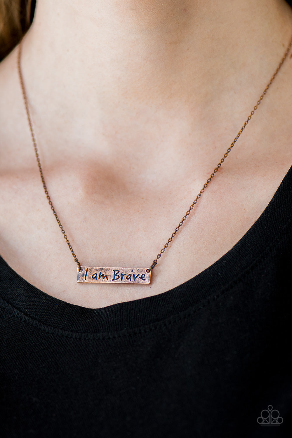 I am Brave - copper - Paparazzi necklace
