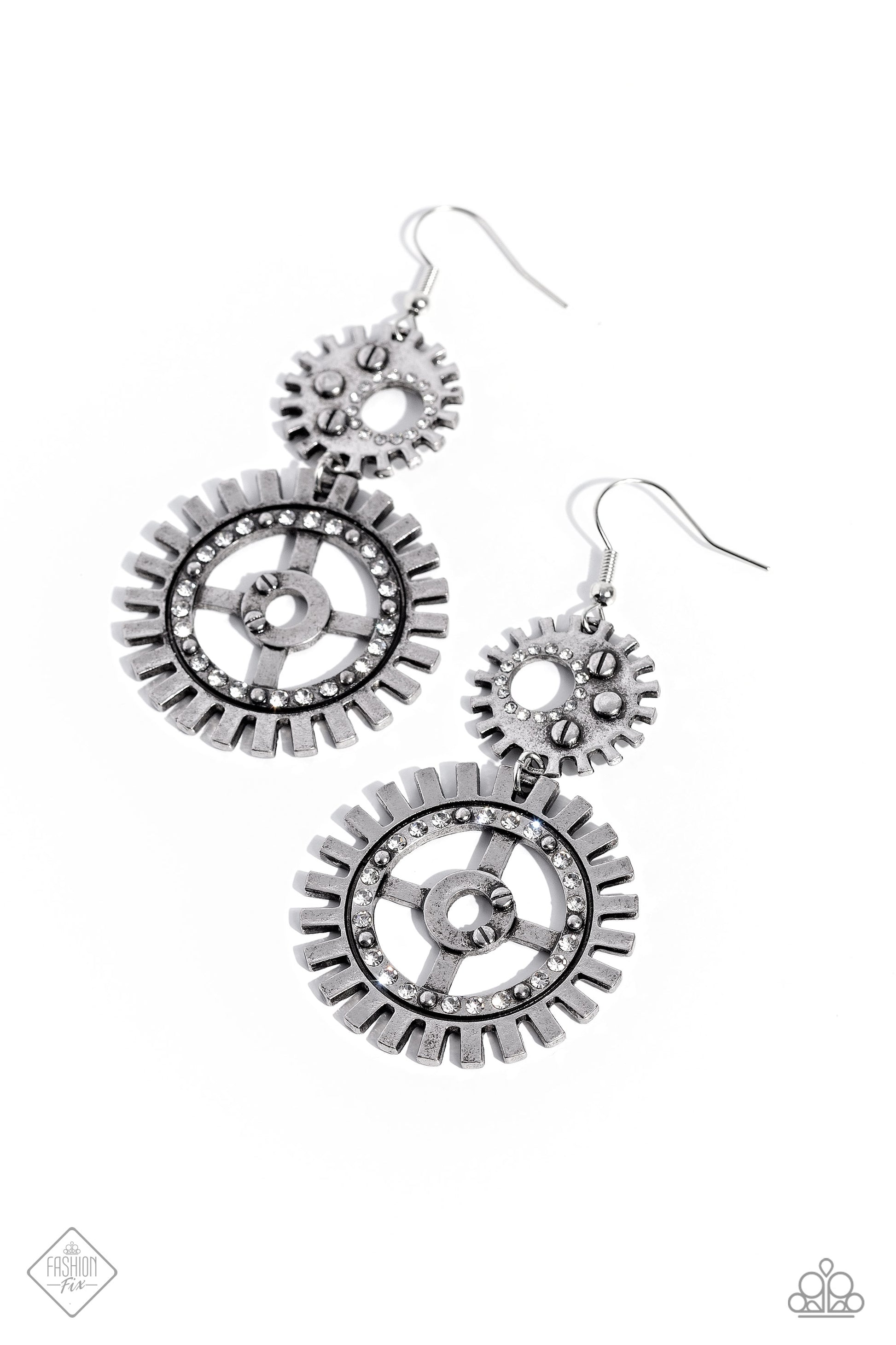 I Have a STEAMPUNK - white - Paparazzi earrings