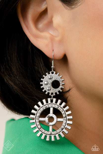 I Have a STEAMPUNK - white - Paparazzi earrings