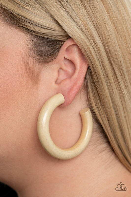 I WOOD Walk 500 Miles - white - Paparazzi earrings