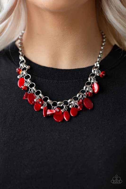 I Want to Sea the World-red-Paparazzi necklace