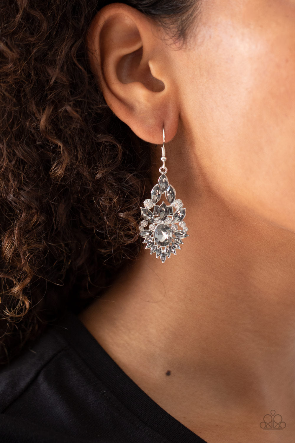 Ice Castle Couture - silver - Paparazzi earrings