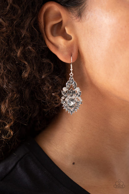 Ice Castle Couture - silver - Paparazzi earrings