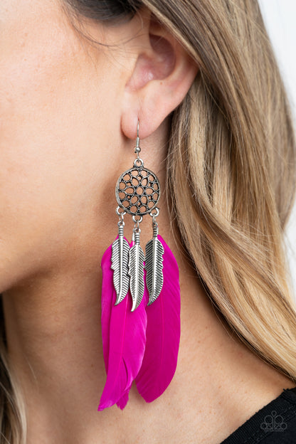 In Your Wildest DREAM-CATCHERS - pink - Paparazzi earrings