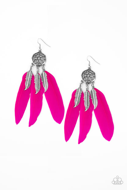 In Your Wildest DREAM-CATCHERS - pink - Paparazzi earrings