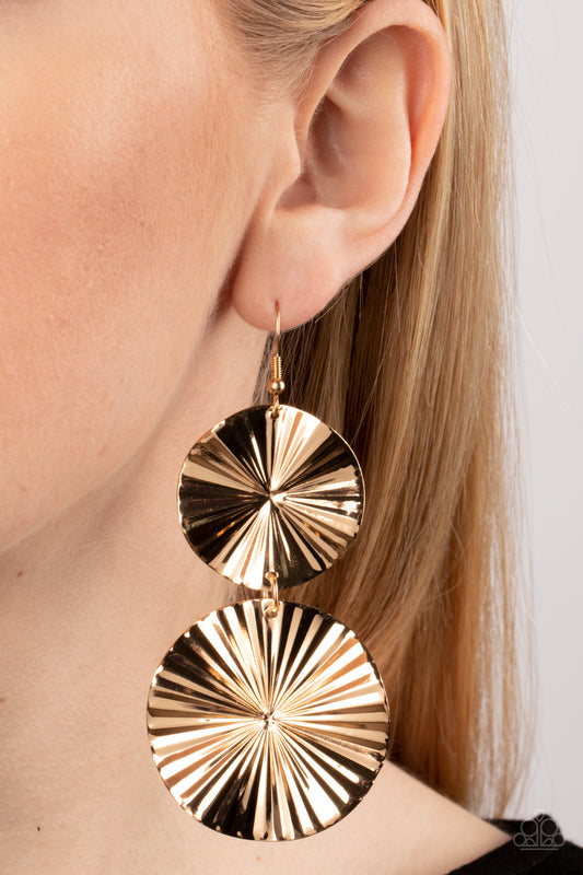 In Your Wildest FAN-tasy - gold - Paparazzi earrings