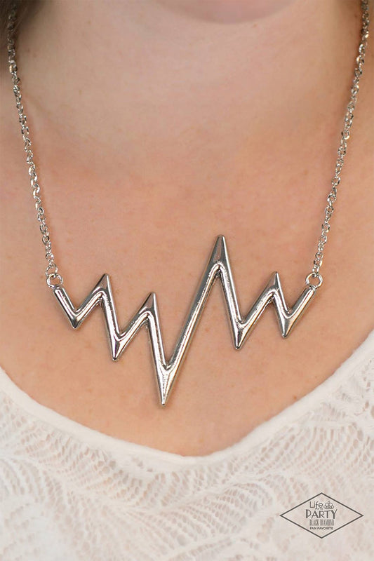 In A Heartbeat - silver - Paparazzi necklace