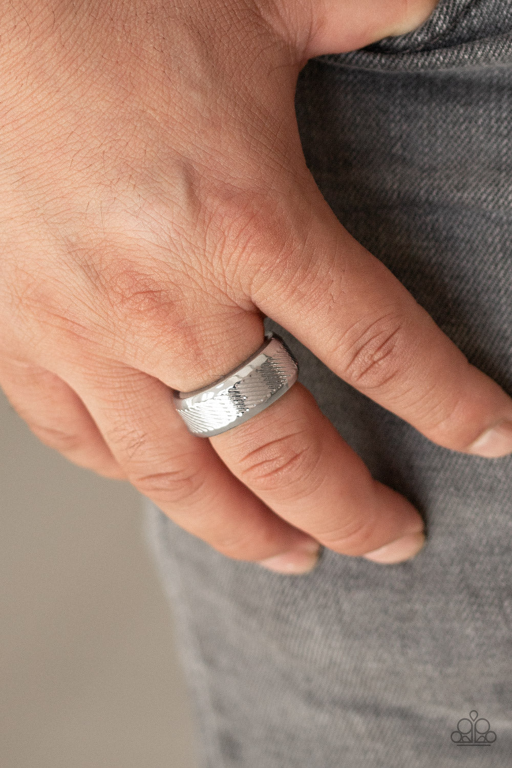 In a Scrape - silver - Paparazzi MENS ring