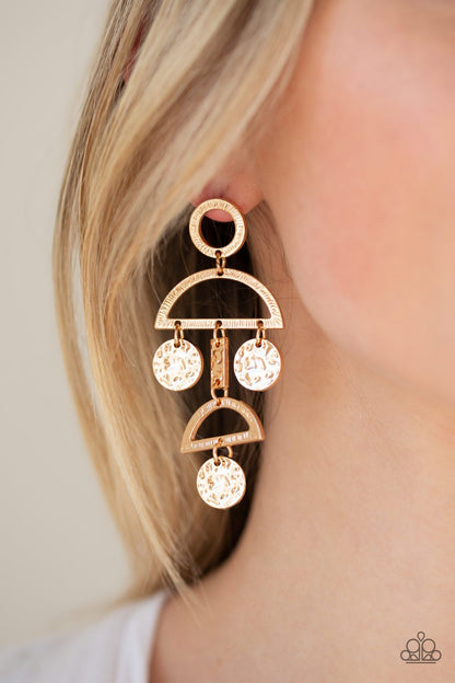 Incan Eclipse-gold-Paparazzi earrings