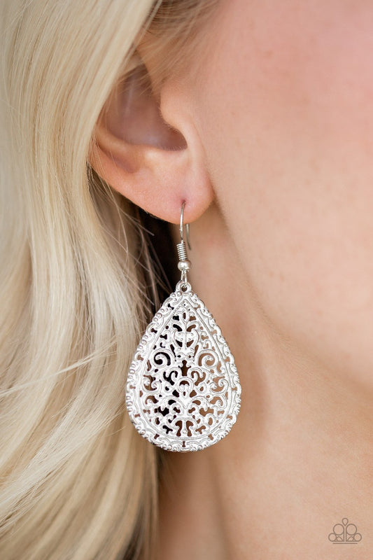 Indie Idol-white-Paparazzi earrings