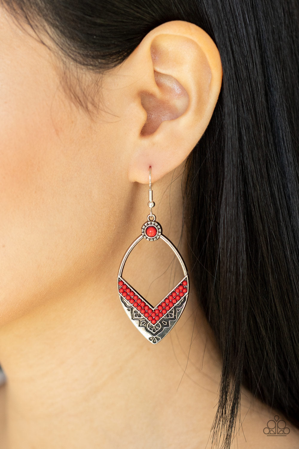 Indigenous Intentions - red - Paparazzi earrings