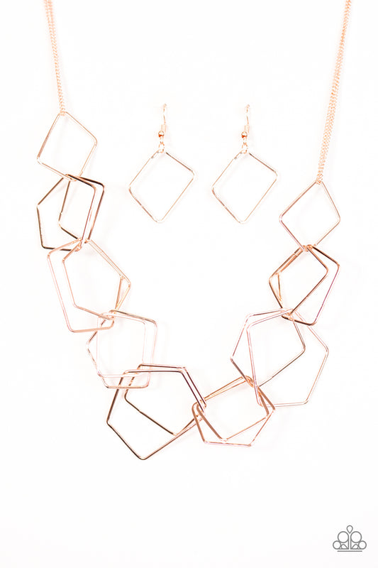 Industrial Chaos - Rose Gold - Paparazzi necklace