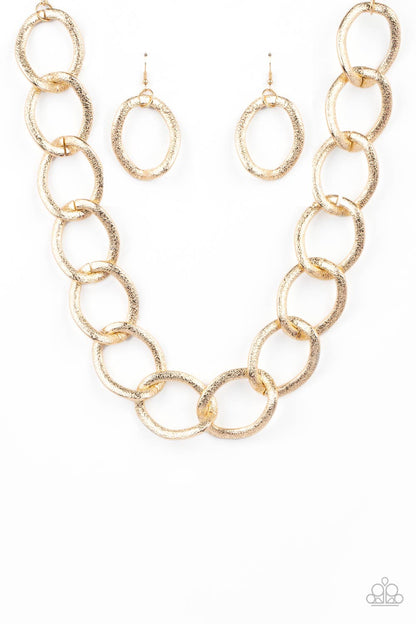 Industrial Intimidation - gold - Paparazzi necklace