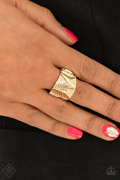 Industrial Indentation-gold-Paparazzi ring
