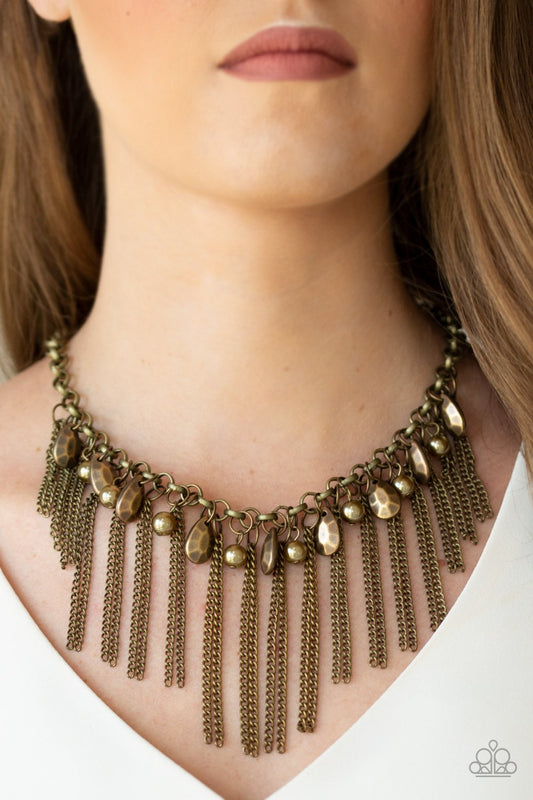 Industrial Intensity - brass - Paparazzi necklace