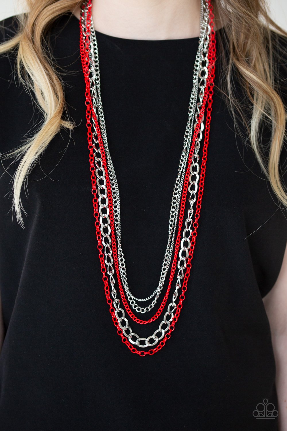 Industrial Vibrance-red-Paparazzi necklace