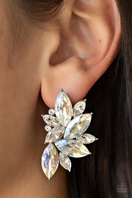 Instant Iridescence - white - Paparazzi earrings