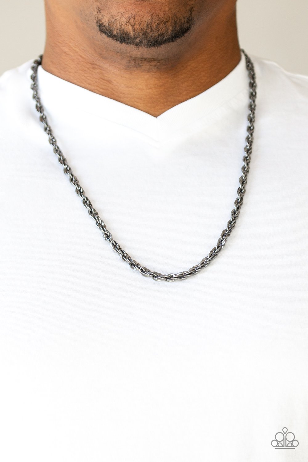 Instant Replay-black-Paparazzi mens necklace