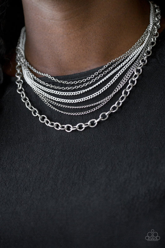 Intensely Industrial - white - Paparazzi necklace