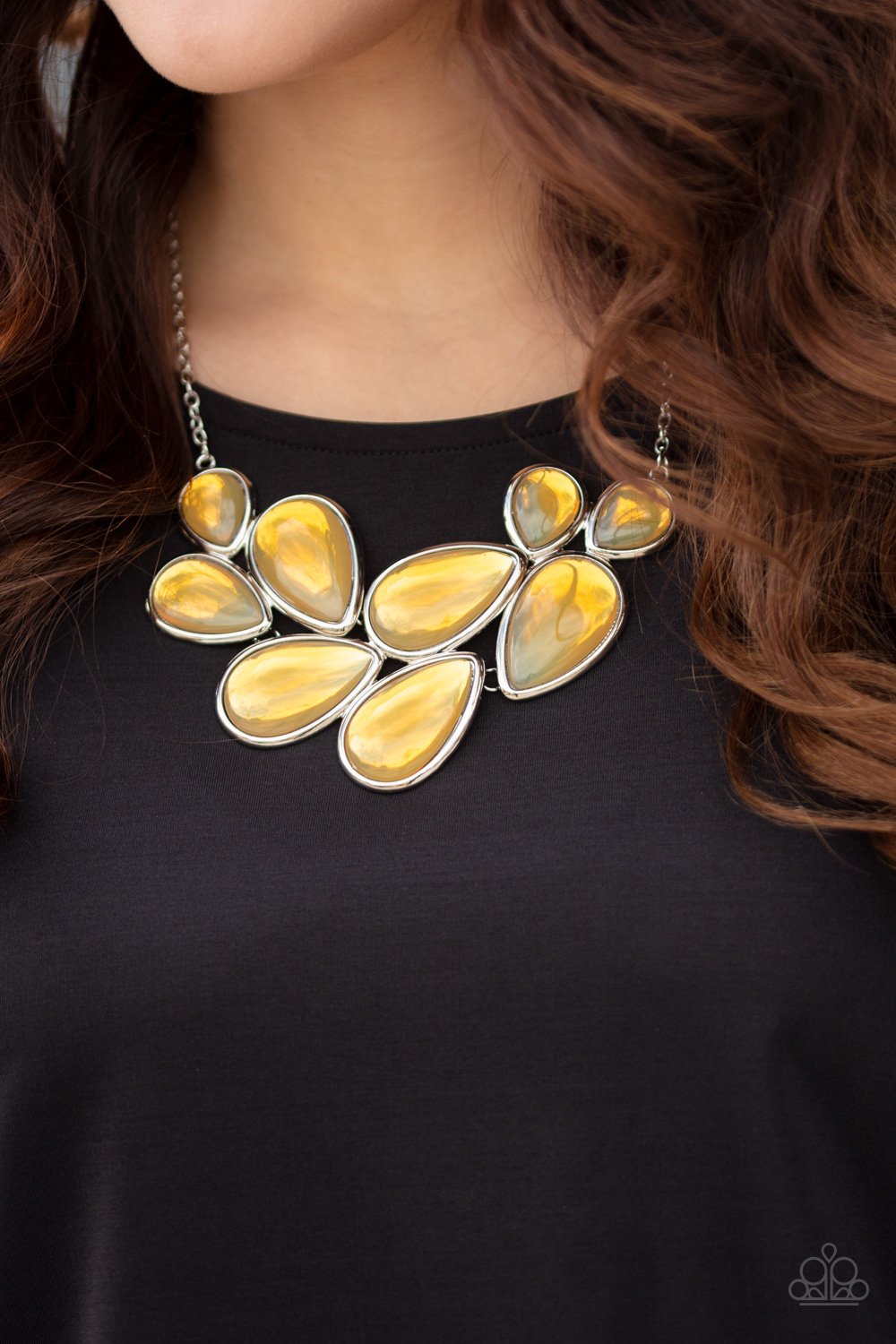 Iridescently Irresistible-yellow-Paparazzi necklace