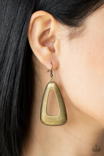 Irresistibly Industrial - brass - Paparazzi earrings