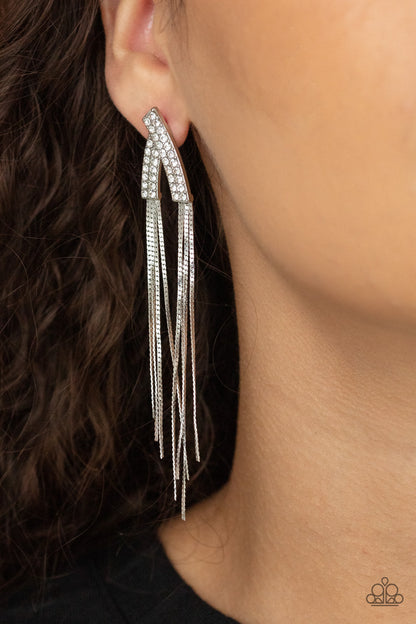 It Takes Two To TASSEL - white - Paparazzi earrings