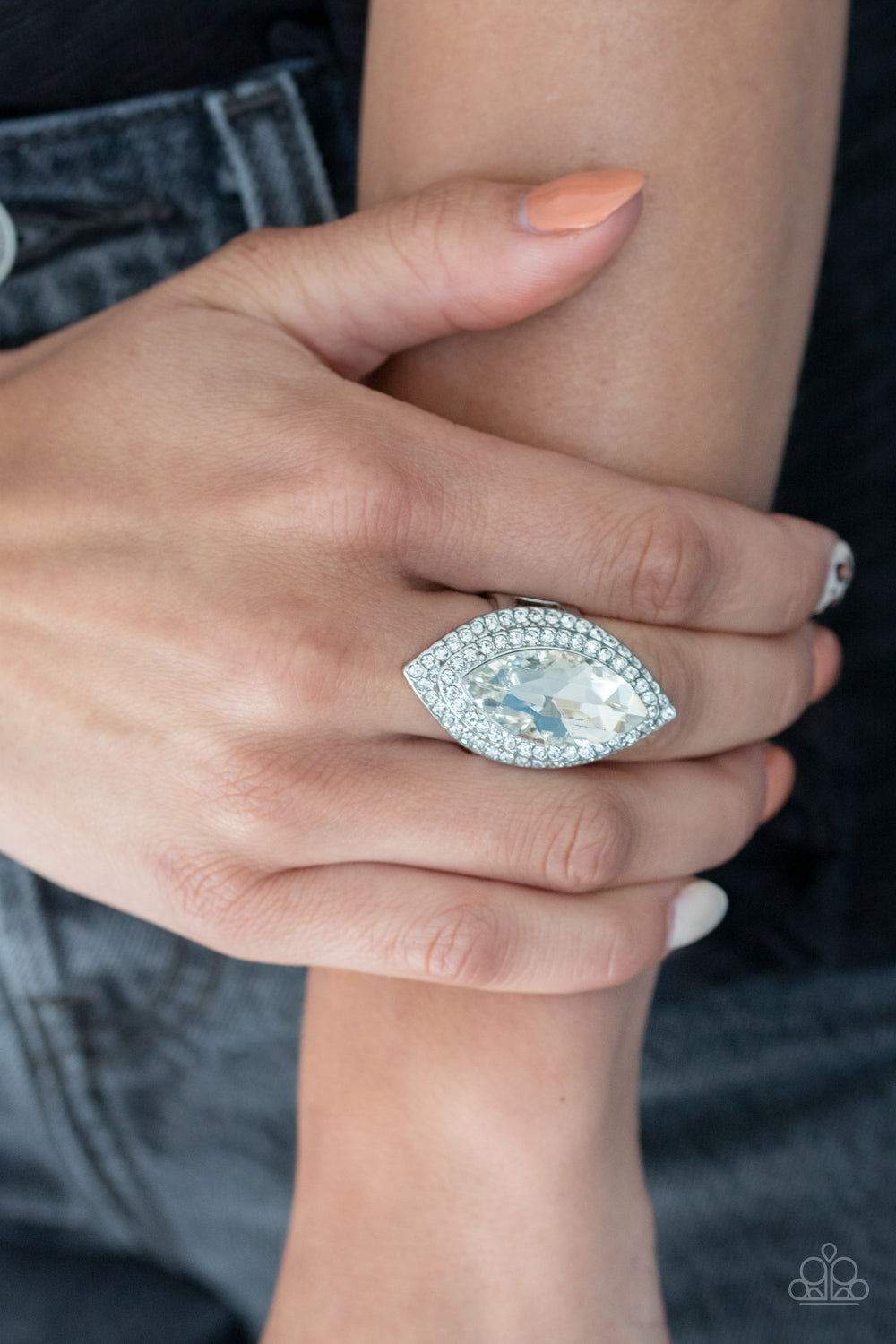 Jaw-Dropping Dazzle - white - Paparazzi ring