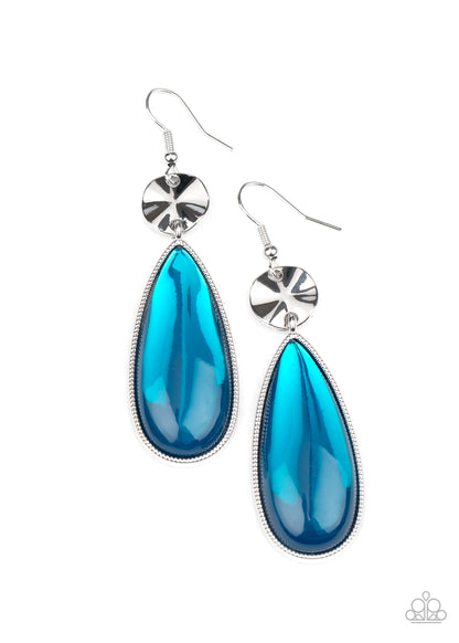 Jaw Dropping Drama - blue - Paparazzi earrings