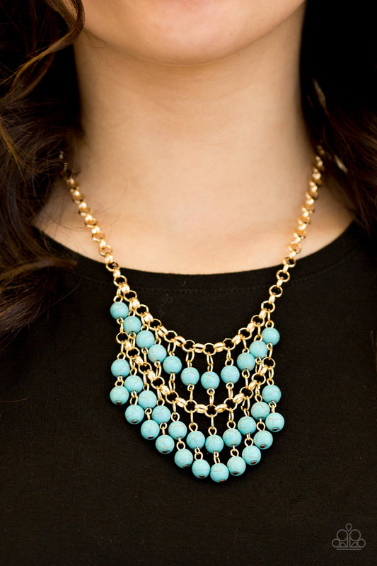 Jurassic Park Party - gold - Paparazzi necklace