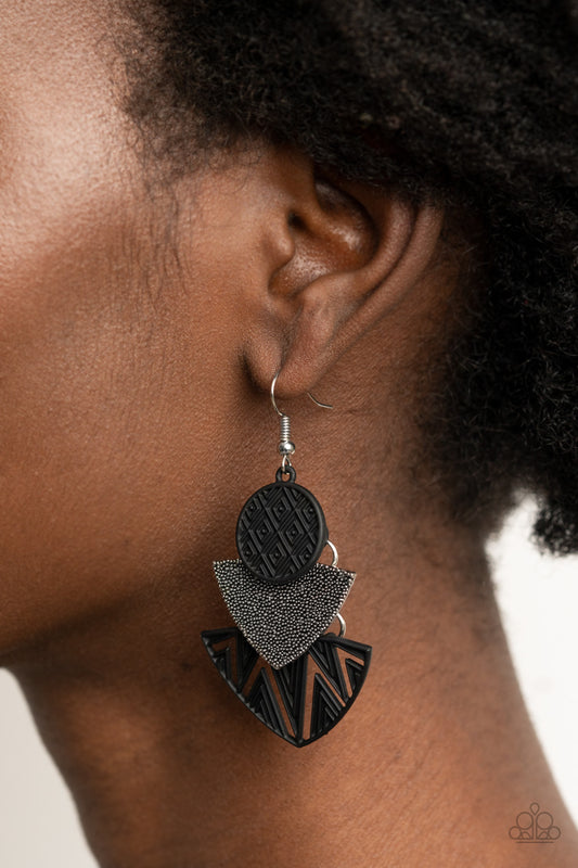 Jurassic Juxtaposition - black - Paparazzi earrings