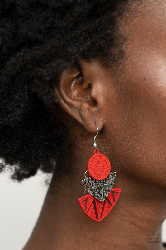 Jurassic Juxtaposition - red - Paparazzi earrings
