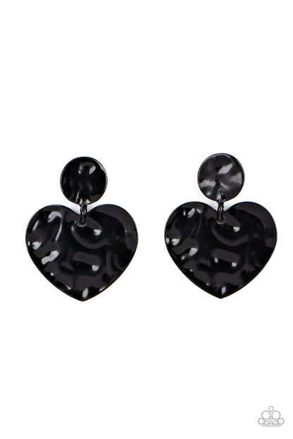 Just a Little Crush - black - Paparazzi earrings