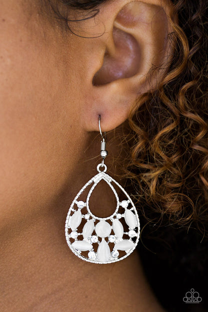Just DEWing My Thing - white - Paparazzi earrings