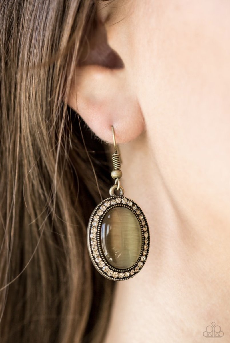 Just GLOWS to Show - brass - Paparazzi earrings
