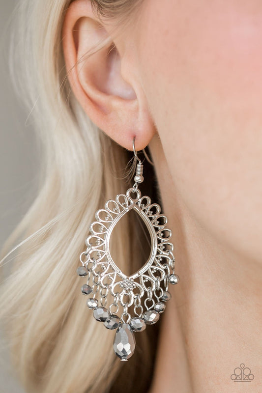 Just Say NOIR - silver - Paparazzi earrings