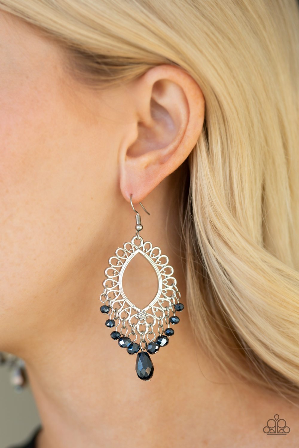 Just Say Noir-blue-Paparazzi earrings