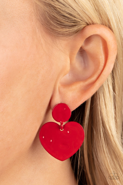 Just a Little Crush - red - Paparazzi earrings