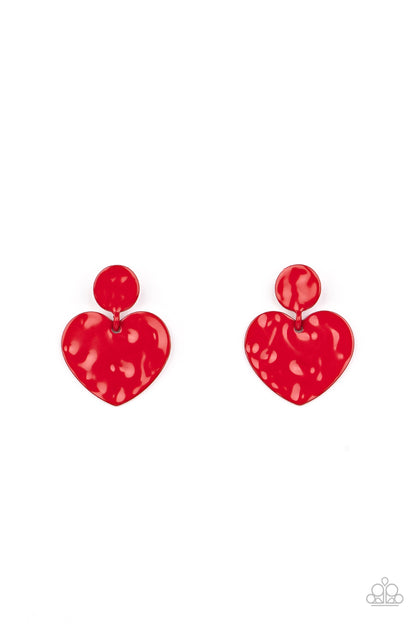 Just a Little Crush - red - Paparazzi earrings