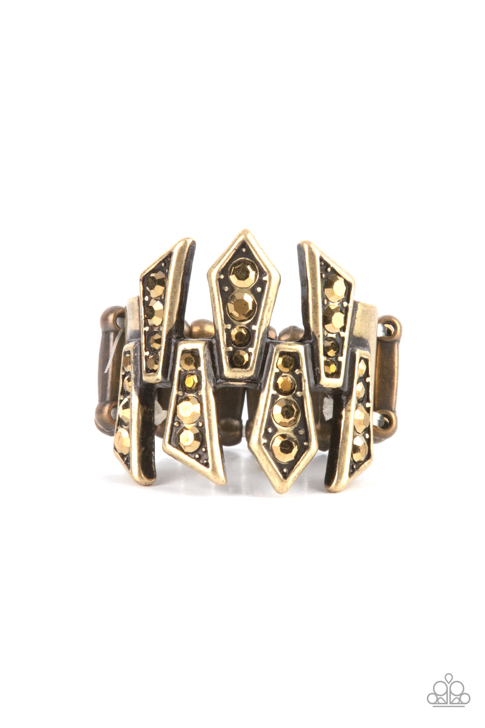 Juxtaposed Jewels - brass - Paparazzi ring