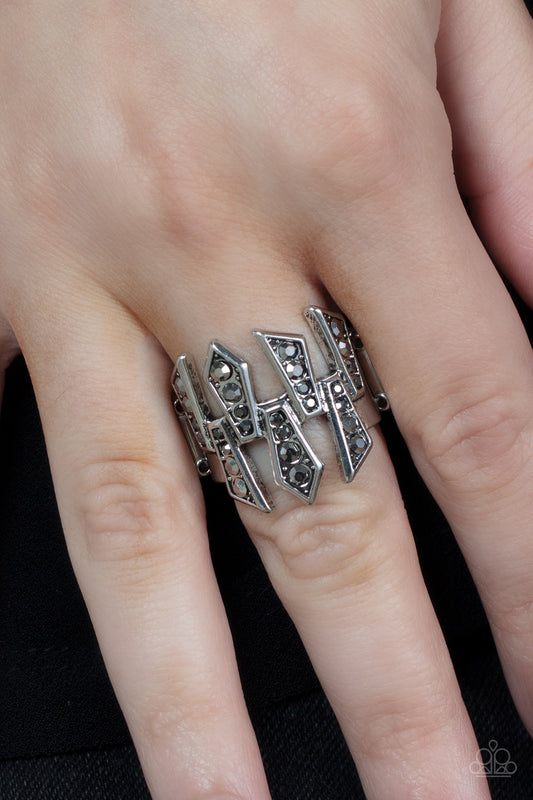 Juxtaposed Jewels - silver - Paparazzi ring